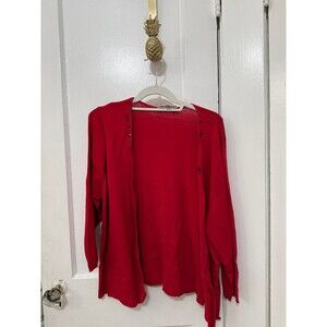 Studio I Red Open Front Cardigan Sweater